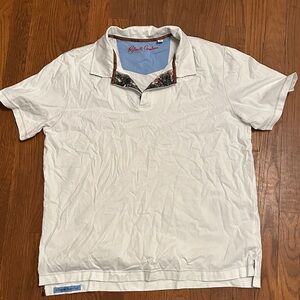 Robert Graham White Polo with Patterned Collar skulls xl